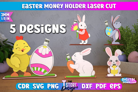 Easter Money Holders Bundle | Greeting Cards | Money Card | Easter Bunny | CNC Files SVG The T Store Design 