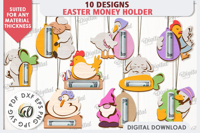 Easter Money Holders Laser Cut Bundle. Easter Gift SVG SVG Evgenyia Guschina 
