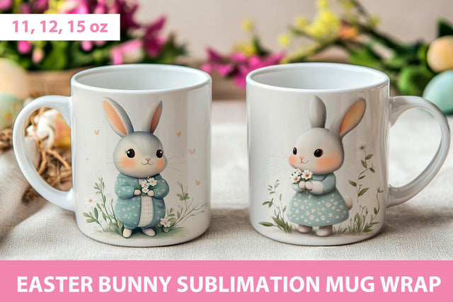 Easter Mug Wrap, Bunny Mug Wrap Sublimation KMarinaDesign 