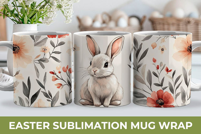 Easter Mug Wrap, Bunny Mug Wrap Sublimation KMarinaDesign 