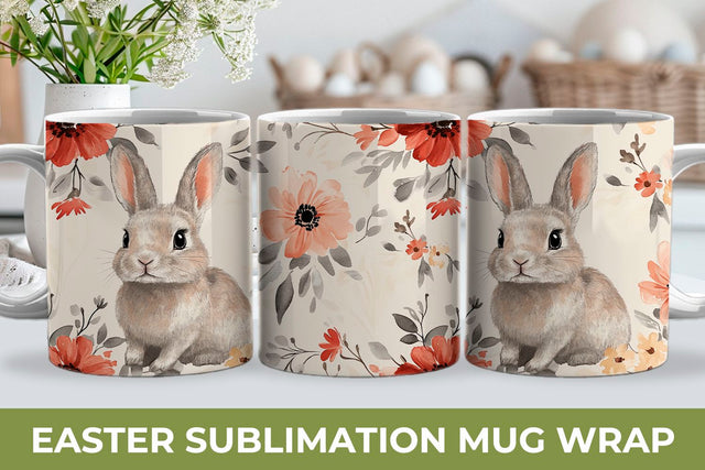 Easter Mug Wrap, Bunny Mug Wrap Sublimation KMarinaDesign 