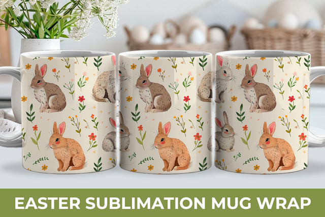 Easter mug wrap, easter sublimation, bunny mug Sublimation KMarinaDesign 