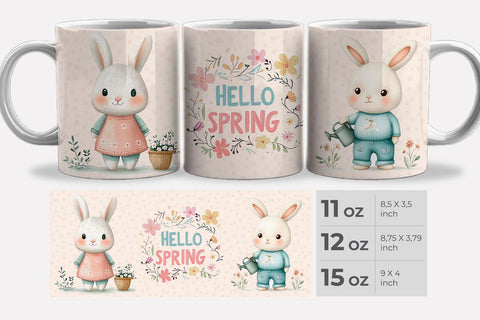 Easter mug wrap, spring mug wrap, bunny mug wrap Sublimation KMarinaDesign 