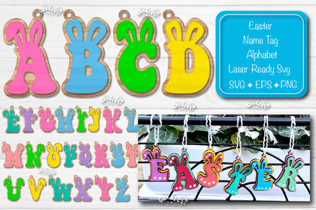 Easter Name tag svg Easter Glowforge Easter basket tags Bundle Laser ready SVG Createya Design 