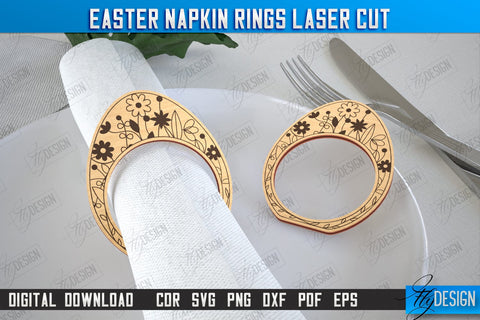 Easter Napkin Rings Bundle | Holidays Dinner | Adornment Dining Table | Easter Décor | CNC Files SVG Fly Design 