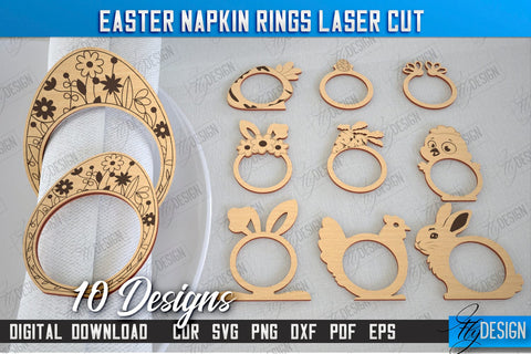 Easter Napkin Rings Bundle | Holidays Dinner | Adornment Dining Table | Easter Décor | CNC Files SVG Fly Design 