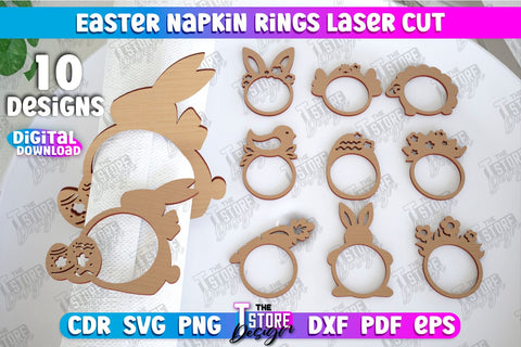 Easter Napkin Rings Bundle | Holidays Dinner | Adornment Dining Table | Easter Décor | CNC Files SVG The T Store Design 