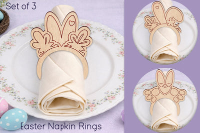 Easter napkin rings holder, Holiday dinner decoration laser cut SVG AnastasiyaArtDesign 