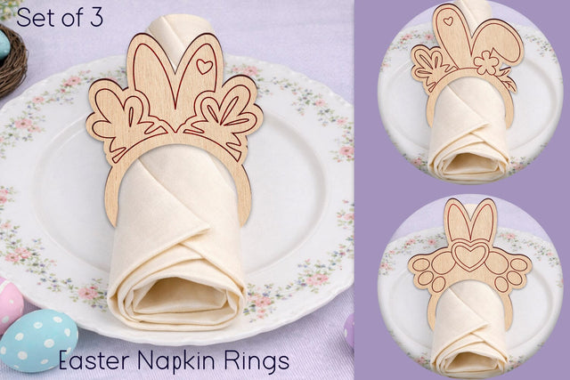 Easter napkin rings holder, Holiday dinner decoration laser cut SVG AnastasiyaArtDesign 