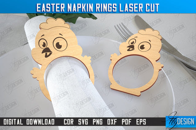 Easter Napkin Rings | Holidays Dinner | Adornment Dining Table | Easter Décor | CNC File SVG Fly Design 