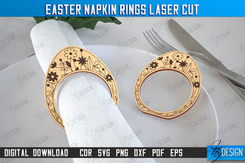 Easter Napkin Rings | Holidays Dinner | Adornment Dining Table | Easter Décor | CNC File SVG Fly Design 