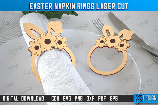 Easter Napkin Rings | Holidays Dinner | Adornment Dining Table | Easter Décor | CNC File SVG Fly Design 
