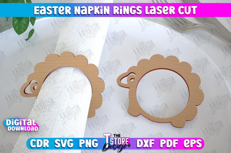 Easter Napkin Rings | Holidays Dinner | Adornment Dining Table | Easter Décor | CNC File SVG The T Store Design 