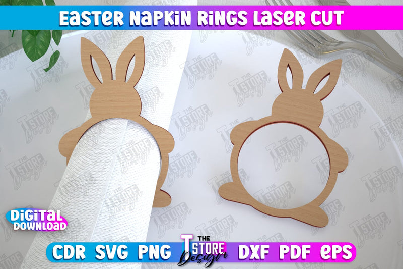 Easter Napkin Rings | Holidays Dinner | Adornment Dining Table | Easter Décor | CNC File SVG The T Store Design 