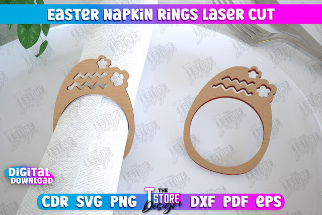 Easter Napkin Rings | Holidays Dinner | Adornment Dining Table | Easter Décor | CNC File SVG The T Store Design 