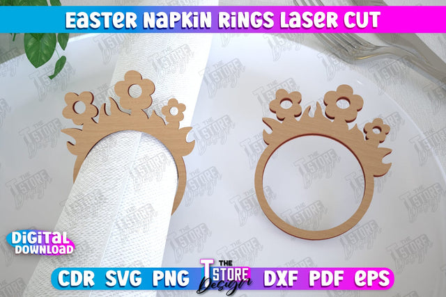 Easter Napkin Rings | Holidays Dinner | Adornment Dining Table | Easter Décor | CNC File SVG The T Store Design 