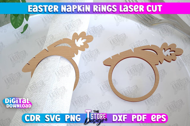 Easter Napkin Rings | Holidays Dinner | Adornment Dining Table | Easter Décor | CNC File SVG The T Store Design 