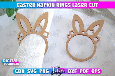 Easter Napkin Rings | Holidays Dinner | Adornment Dining Table | Easter Décor | CNC File SVG The T Store Design 