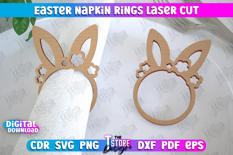 Easter Napkin Rings | Holidays Dinner | Adornment Dining Table | Easter Décor | CNC File SVG The T Store Design 