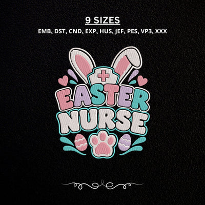 Easter Nurse Embroidery Design – Bunny Ears Nurse Machine Embroidery File, Cute Easter Nursing Medical Design Embroidery/Applique DESIGNS PatternFeed8 