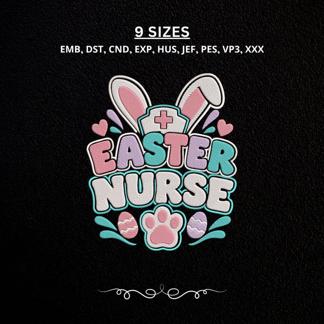 Easter Nurse Embroidery Design – Bunny Ears Nurse Machine Embroidery File, Cute Easter Nursing Medical Design Embroidery/Applique DESIGNS PatternFeed8 