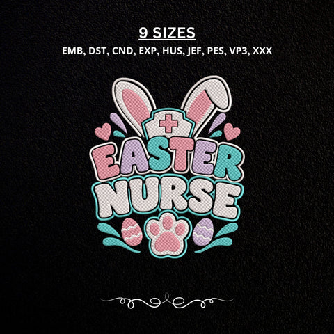 Easter Nurse Embroidery Design – Bunny Ears Nurse Machine Embroidery File, Cute Easter Nursing Medical Design Embroidery/Applique DESIGNS PatternFeed8 