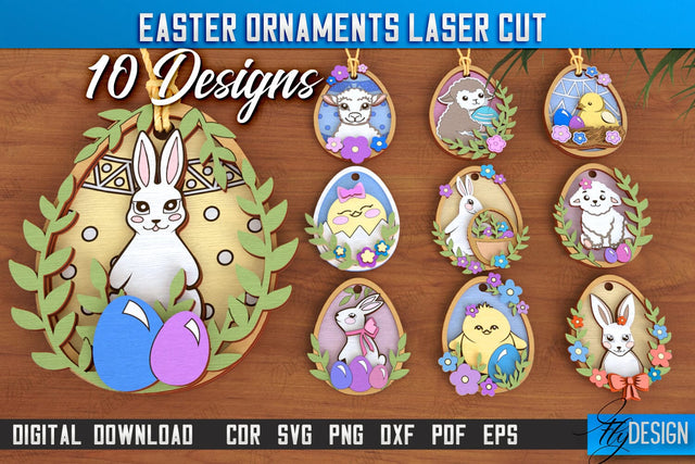 Easter Ornaments Bundle | Happy Easter | Easter Design | Easter Hanging Décor | Easter Medallion | CNC Files SVG Fly Design 