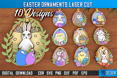 Easter Ornaments Bundle | Happy Easter | Easter Design | Easter Hanging Décor | Easter Medallion | CNC Files SVG Fly Design 