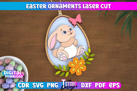 Easter Ornaments Bundle | Happy Easter | Easter Design | Easter Hanging Décor | Easter Medallion | CNC Files SVG The T Store Design 