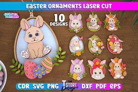 Easter Ornaments Bundle | Happy Easter | Easter Design | Easter Hanging Décor | Easter Medallion | CNC Files SVG The T Store Design 