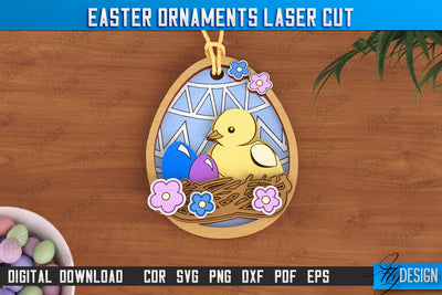 Easter Ornaments | Happy Easter | Easter Design | Easter Hanging Décor | Easter Medallion | CNC File SVG Fly Design 