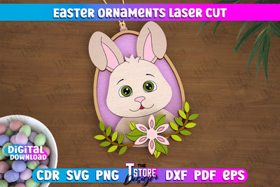 Easter Ornaments | Happy Easter | Easter Design | Easter Hanging Décor | Easter Medallion | CNC File SVG The T Store Design 