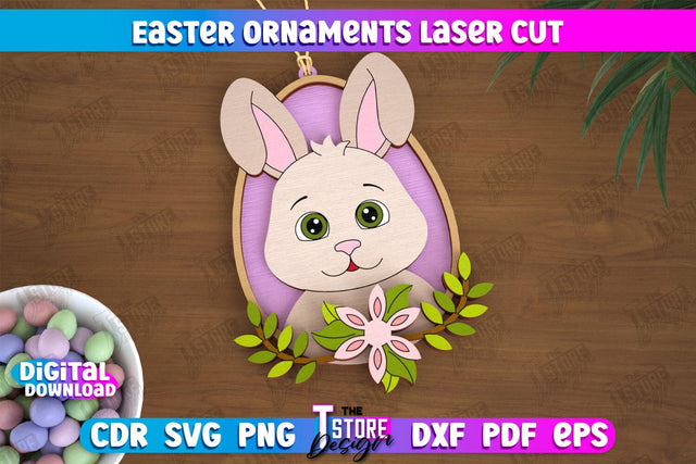 Easter Ornaments | Happy Easter | Easter Design | Easter Hanging Décor | Easter Medallion | CNC File SVG The T Store Design 
