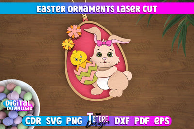 Easter Ornaments | Happy Easter | Easter Design | Easter Hanging Décor | Easter Medallion | CNC File SVG The T Store Design 