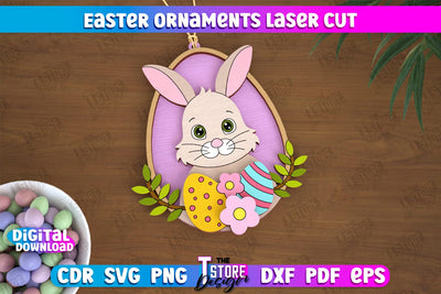 Easter Ornaments | Happy Easter | Easter Design | Easter Hanging Décor | Easter Medallion | CNC File SVG The T Store Design 