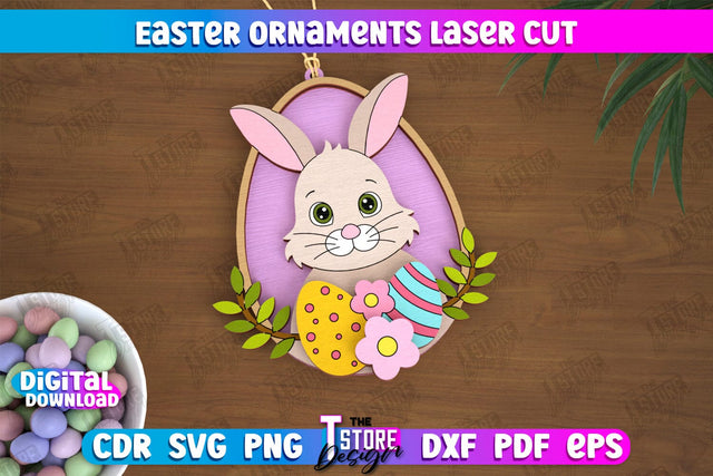 Easter Ornaments | Happy Easter | Easter Design | Easter Hanging Décor | Easter Medallion | CNC File SVG The T Store Design 