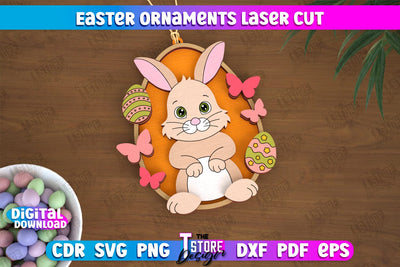 Easter Ornaments | Happy Easter | Easter Design | Easter Hanging Décor | Easter Medallion | CNC File SVG The T Store Design 