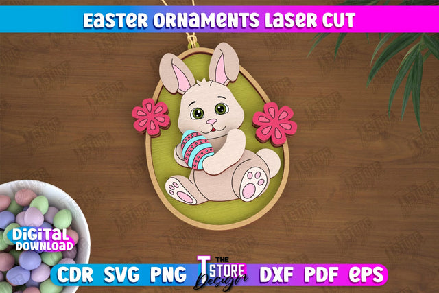 Easter Ornaments | Happy Easter | Easter Design | Easter Hanging Décor | Easter Medallion | CNC File SVG The T Store Design 