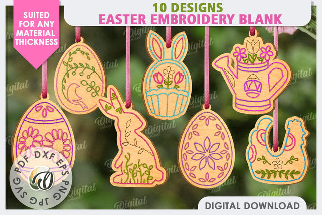 Easter Ornaments Laser Cut Bundle. Embroidery Blanks SVG SVG Evgenyia Guschina 