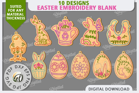 Easter Ornaments Laser Cut Bundle. Embroidery Blanks SVG SVG Evgenyia Guschina 