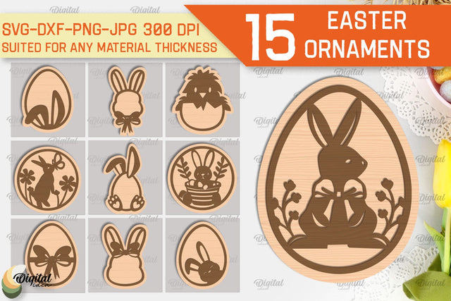 Easter Ornaments SVG Bundle. Easter Decorations Laser Cut SVG Evgenyia Guschina 
