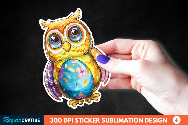 Easter Owl Sticker Clipart Sublimation Regulrcrative 
