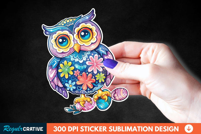 Easter Owl Sticker Clipart Sublimation Regulrcrative 