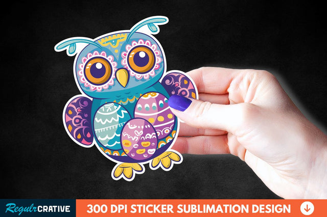 Easter Owl Sticker Clipart Sublimation Regulrcrative 