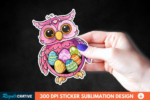 Easter Owl Sticker Clipart Sublimation Regulrcrative 