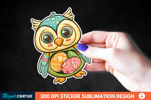 Easter Owl Sticker Clipart Sublimation Regulrcrative 