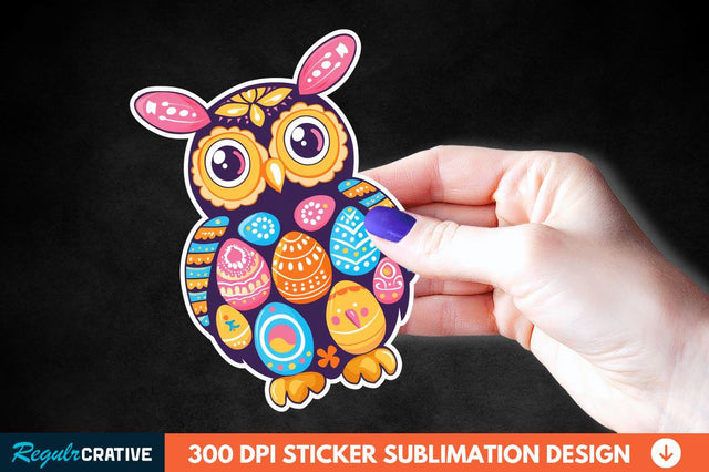 Easter Owl Sticker Clipart Sublimation Regulrcrative 