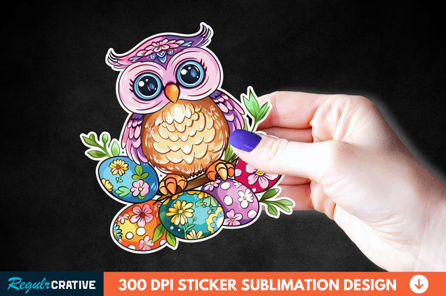 Easter Owl Sticker Clipart Sublimation Regulrcrative 