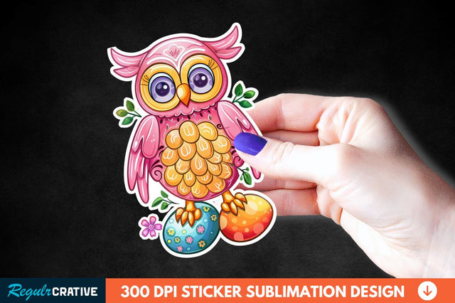 Easter Owl Sticker Clipart Sublimation Regulrcrative 