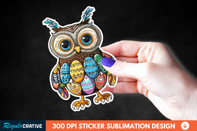 Easter Owl Sticker Clipart Sublimation Regulrcrative 